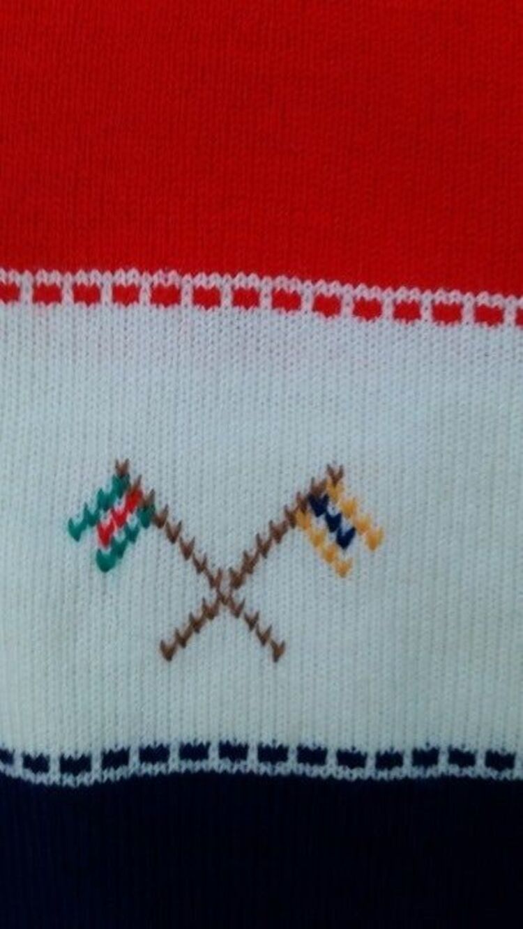 Vintage Knit Baby Onepiece Short Sleeve Summer Romper, Flags, Red White Blue, LN - Picture 2 of 5